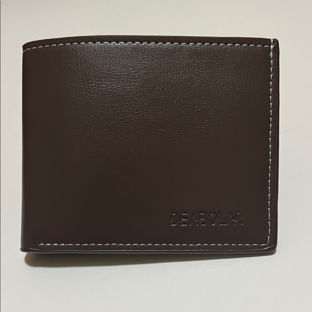 Men's Brown Pu Leather Thin Style Folding Wallet - Picture 2 of 6